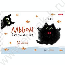 Альбом д/рисования-спираль 32л "Котэ" /перфорация/тиснение/ 5видов NEW | Фото 4