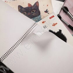 Альбом д/рисования-спираль 32л "Котэ" /перфорация/тиснение/ 5видов NEW | Фото 7