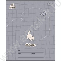 Тетрадь  18л клетка "Кот и голубь" /тиснение/ 5видов NEW | Фото 2