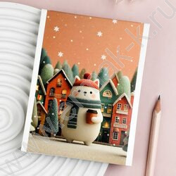 Блокнот  40л А6 "Кот зимой" /клетка,глянц.лам.,мягкий переплёт (1 скоба) NEW | Фото 7