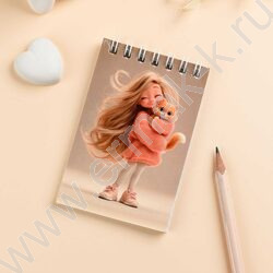 Блокнот  40л А7 спираль "Милашка с котёнком" /УФ-лак сплошной/клетка NEW | Фото 7