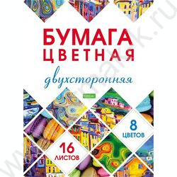 Бумага цв. двухсторонняя газетная А4 16л/ 8цв Мозаика NEW | Фото 1