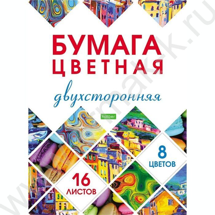 Бумага цв. двухсторонняя газетная А4 16л/ 8цв Мозаика NEW | Фото 1