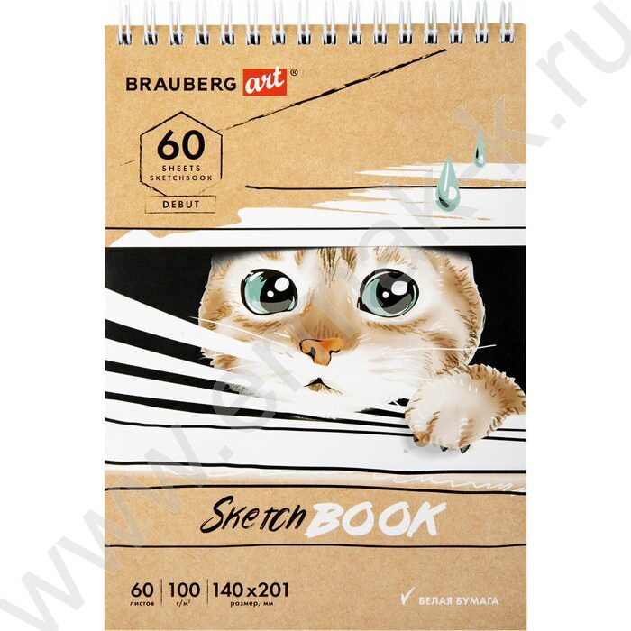 Скетчбук  60л А5 спираль "Котик" 100г/кв.м NEW | Фото 2