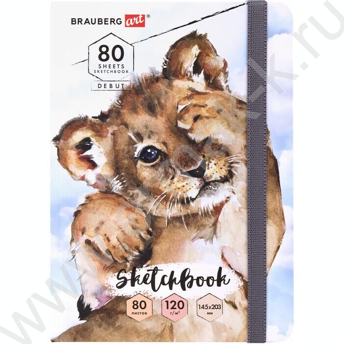 Скетчбук  80л 145х203мм, резинка "Львёнок" 120г/кв.м NEW | Фото 2
