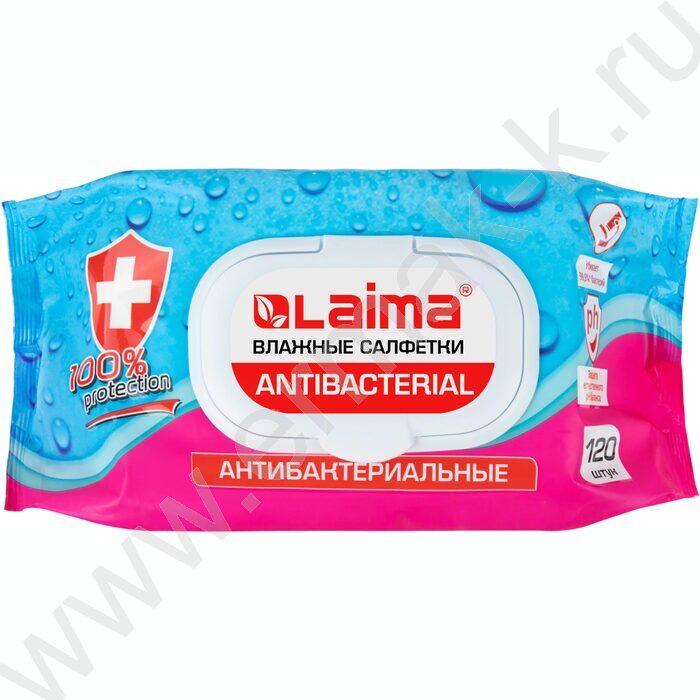 Салфетки влажные 120шт Antibacterial /антибаактериаотные /с крышкой клапаном NEW | Фото 1