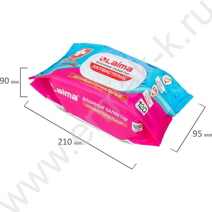 Салфетки влажные 120шт Antibacterial /антибаактериаотные /с крышкой клапаном NEW | Фото 6