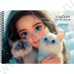 Альбом д/рисования-спираль 40л "Девушки и питомцы-3" NEW | Фото 2