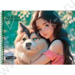 Альбом д/рисования-спираль 40л "Девушки и питомцы-3" NEW | Фото 3
