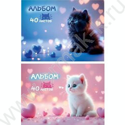 Альбом д/рисования-спираль 40л "Милые котики-11" ассорти NEW | Фото 1