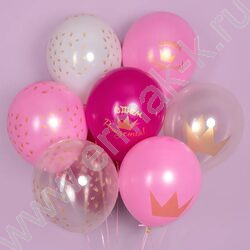 Шар воздушный 12''/30см 5ст С Днем Рождения! (короны) ассорти кристалл NEW | Фото 2
