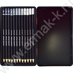 Карандаш ч/гр /набор 12шт/ "Art" шестигранные /2Т, Т, ТМ-2, М, 2М, 3М, 4М, 5М, 6М, 7М, 8М) метал NEW | Фото 2
