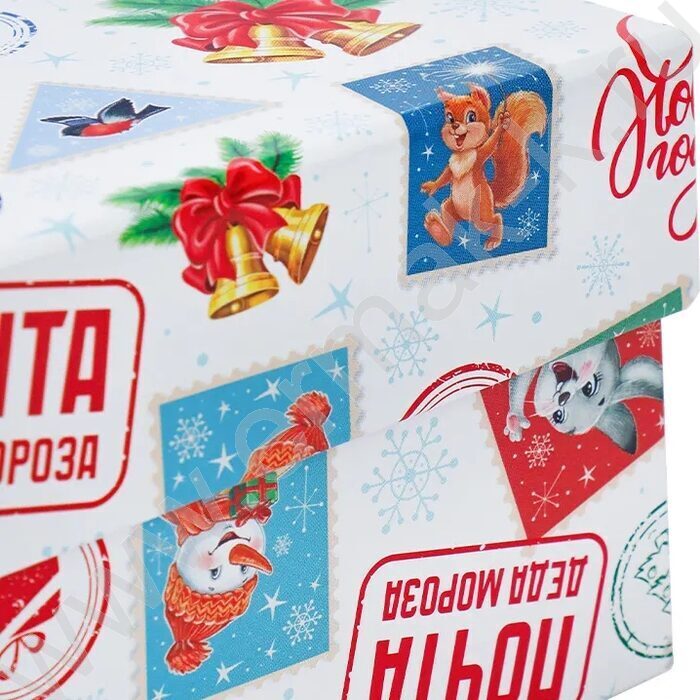 Коробка подарочная 3в1 прямоугольник Праздничная почта 19х12х7,5-15х10х5 NEW | Фото 4