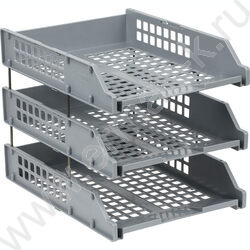 Лоток горизонтальный сетчатый серый /уп.3шт на мет.стержнях | Фото 1