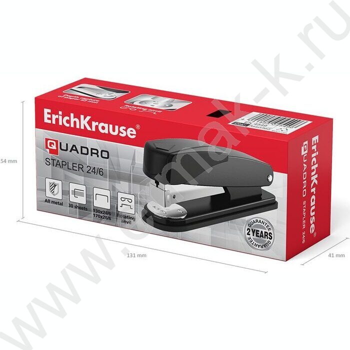 Степлер №24/6  30л метал Half-strip Quadro Classic /2 режима скрепления /ассорти | Фото 6