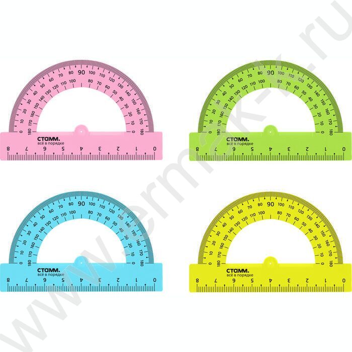 Транспортир 180° 8см флюор прозр. | Фото 1