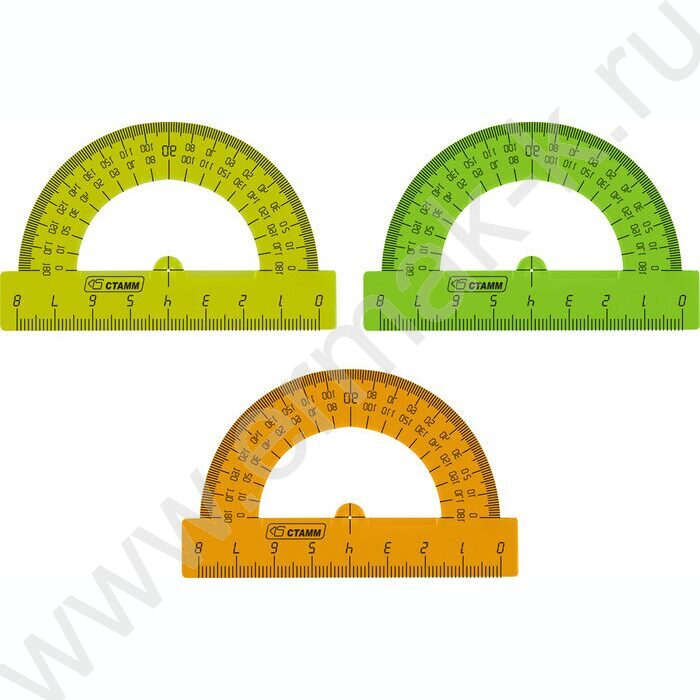 Транспортир 180° 8см флюор прозр. | Фото 2