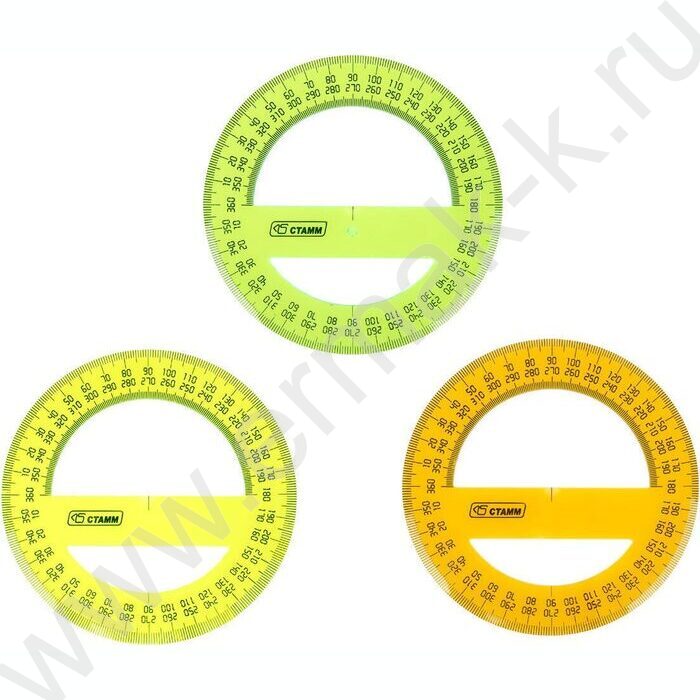 Транспортир 360° 12см флюор прозр | Фото 2