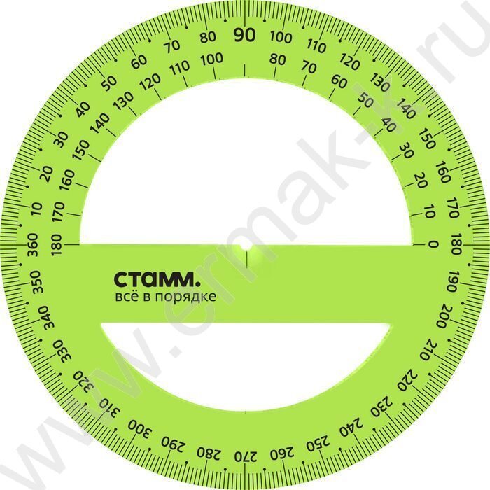 Транспортир 360° 12см флюор прозр | Фото 4