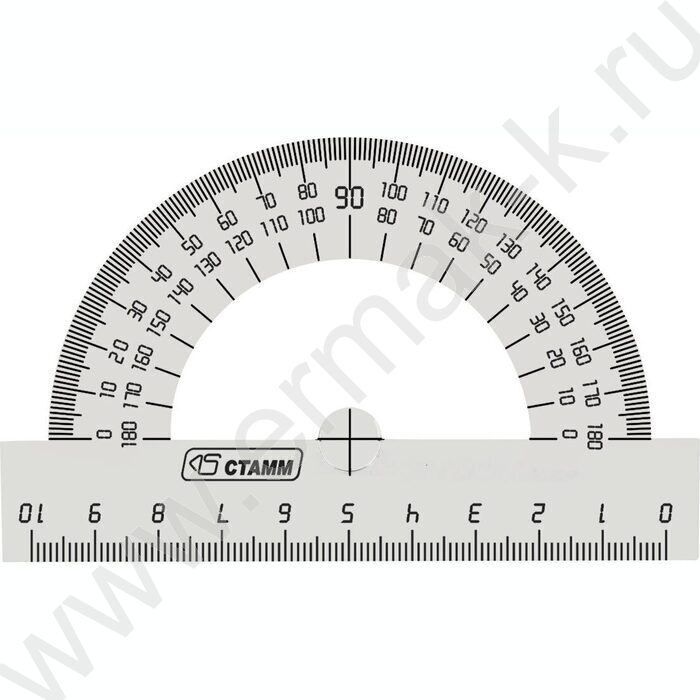 Транспортир 180° 10см прозр | Фото 1