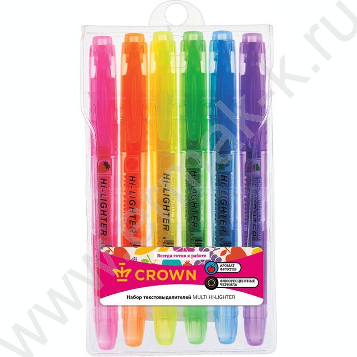 Текстовыделитель /набор  6цв/ 1-4мм косой "Multi Hi-Lighter Aroma" аромат. /чехол с европодвесом | Фото 1