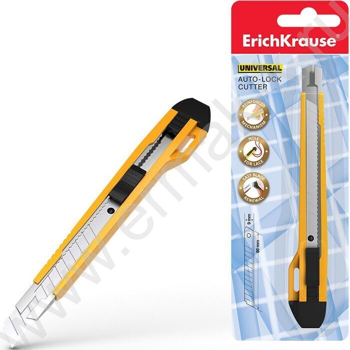 Нож канцелярский  9мм Universal жёлтый блистер,европодвес | Фото 3