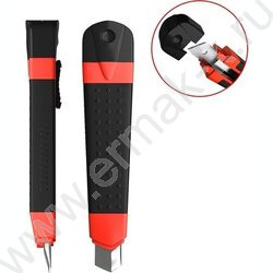 Нож канцелярский 18мм Arrow красный,резин.вставка блистер,европодвес | Фото 2