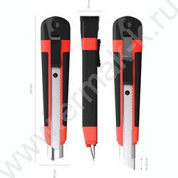 Нож канцелярский 18мм Arrow красный,резин.вставка блистер,европодвес | Фото 5