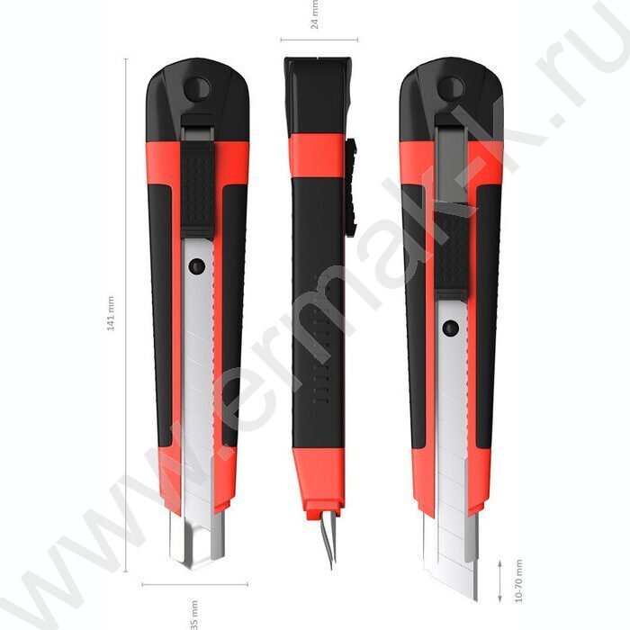 Нож канцелярский 18мм Arrow красный,резин.вставка блистер,европодвес | Фото 5