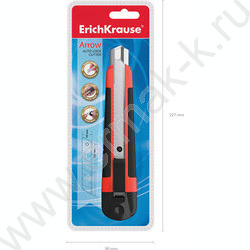 Нож канцелярский 18мм Arrow красный,резин.вставка блистер,европодвес | Фото 6