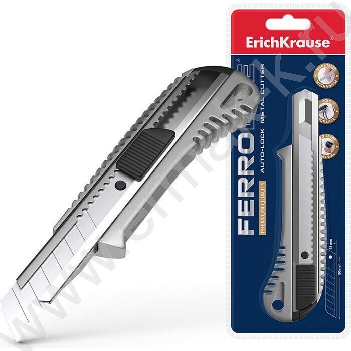 Нож канцелярский 18мм Auto-lock метал европодвес | Фото 2