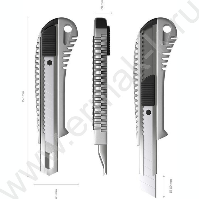 Нож канцелярский 18мм Auto-lock метал европодвес | Фото 4