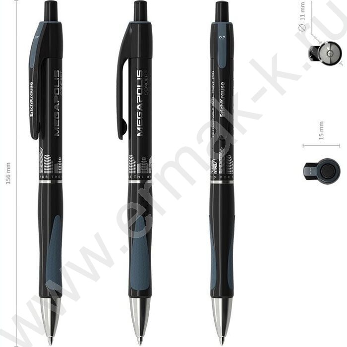 Ручка шар авт MEGAPOLIS Matic&Grip 0,7мм,черная /корпус-черный | Фото 4