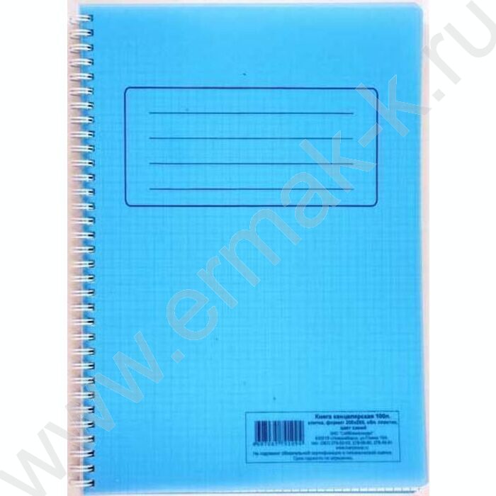 Книга Канцелярская 100л клетка син. пластик/спираль | Фото 1