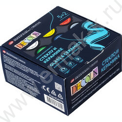 Краски акриловые  5цв 20мл+2контура+разб. Декола по стеклу и керамике | Фото 1