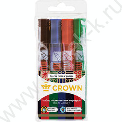 Маркер перм. /набор  4цв/ 3мм круг "Multi Marker" /чехол с европодвесом    | Фото 1