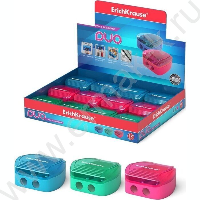 Точилка 2отв. пластик Duo ассорти | Фото 3