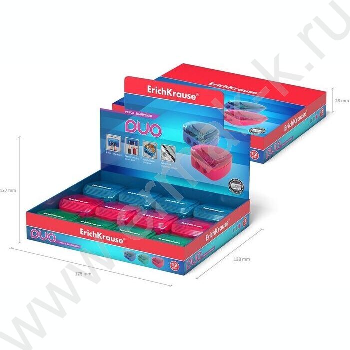 Точилка 2отв. пластик Duo ассорти | Фото 6