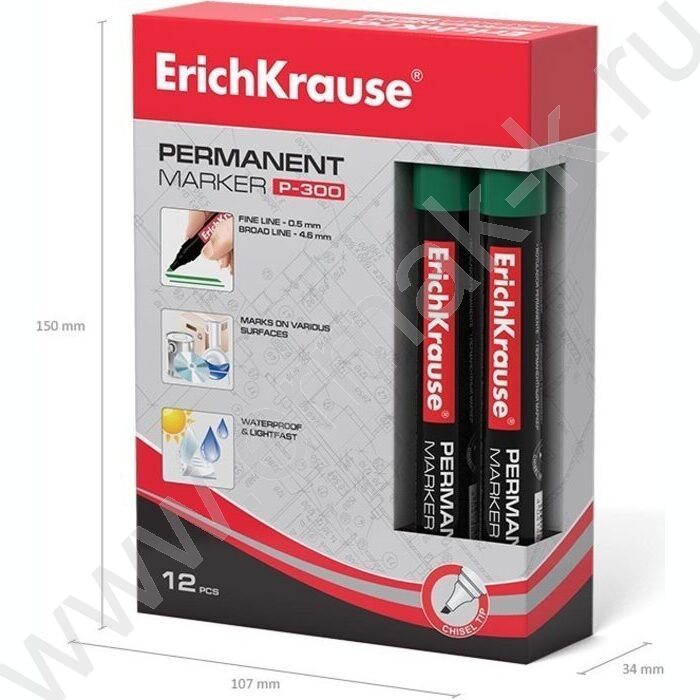 Маркер перм. /зеленый/ 4мм косой P-300   | Фото 5