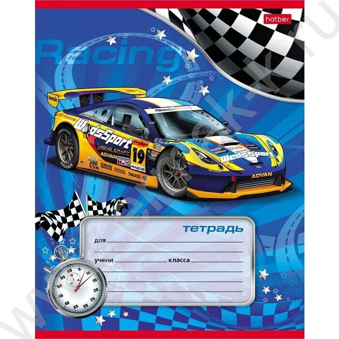 Тетрадь  12л линейка косая "Спортивные авто" 5видов | Фото 1