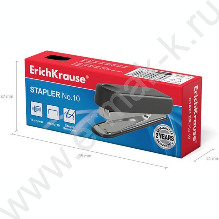 Степлер №10  15л пластик /встроен антистеплер/ черный | Фото 5