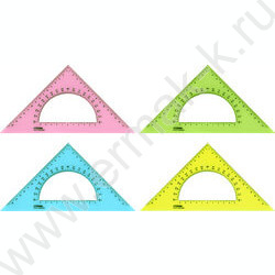 Треугольник пл. 45*16см  с транспортиром флюор прозр. | Фото 1