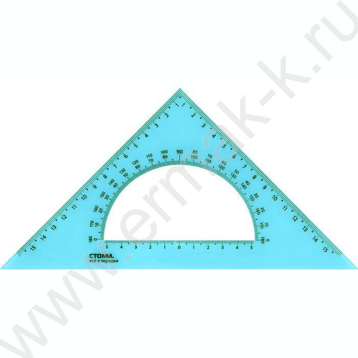 Треугольник пл. 45*16см  с транспортиром флюор прозр. | Фото 4