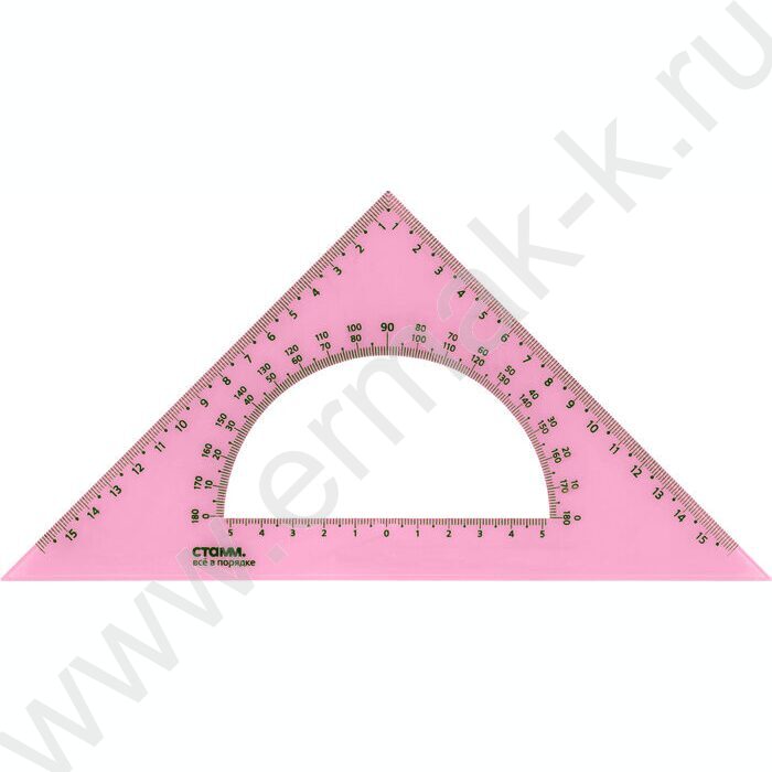 Треугольник пл. 45*16см  с транспортиром флюор прозр. | Фото 6