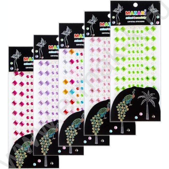 Стразы-наклейки акриловые Круг+квадрат 156шт | Фото 1