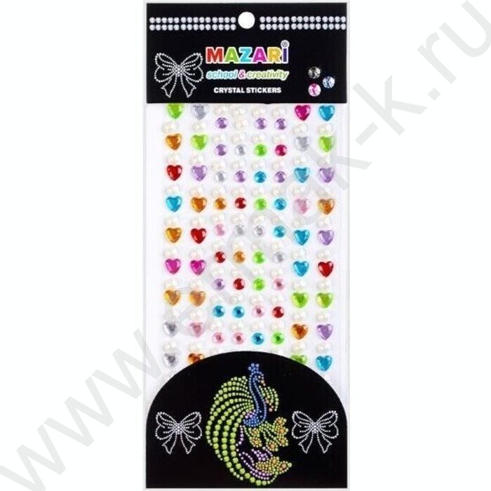 Стразы-наклейки акриловые Сердца+круг 164шт | Фото 2