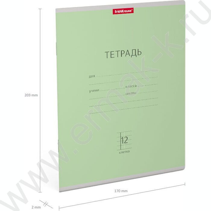 Тетрадь  12л клетка "Классика" зеленый | Фото 4