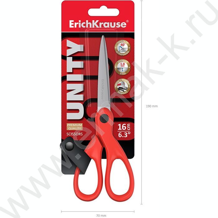 Ножницы 16см Unity /красные /европодвес | Фото 5