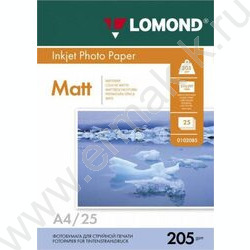 Бумага А4 "Lomond" 205г/мкв  25л матовая одностор. | Фото 1
