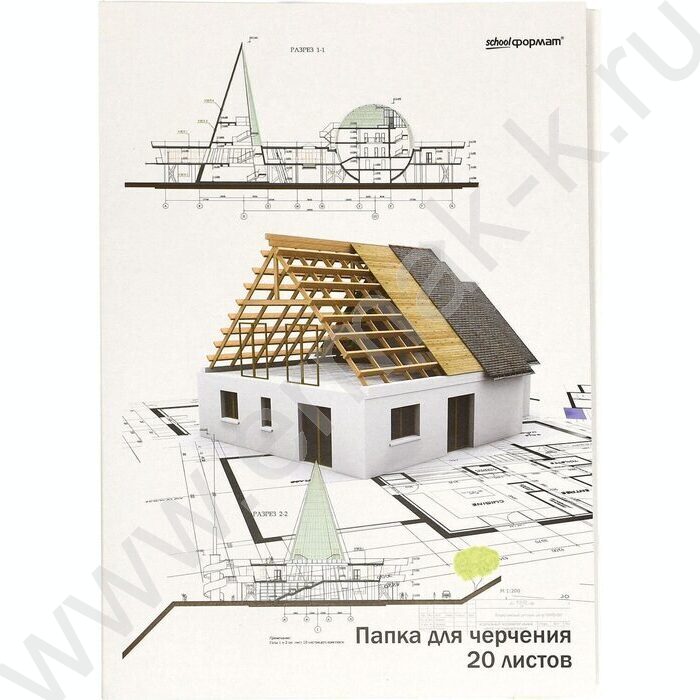 Папка д/черчения А4 20л 180г/м² б/р "Домик" | Фото 1